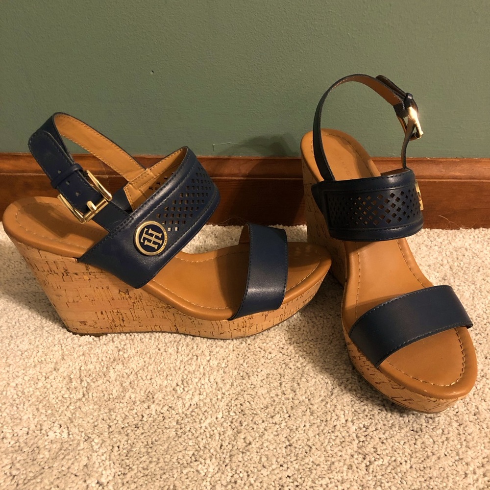 Navy blue wedge. Hardly worn, very comfy just don’t dress up like I used to.